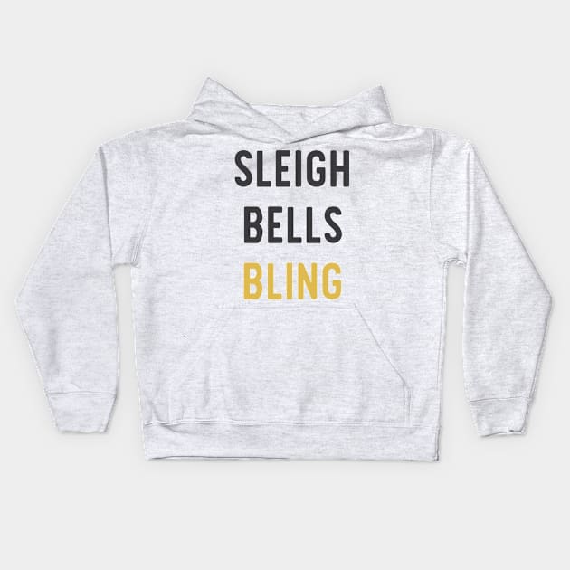 Sleigh Bells Bling Christmas Design Kids Hoodie by zubiacreative